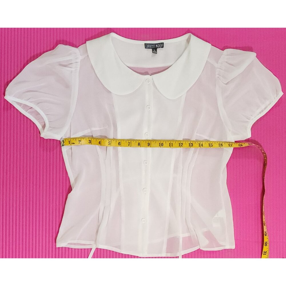 White Chiffon Blouse - Peter Pan Collar - Dolls Kill Size L - Picture 7 of 9